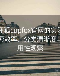 围绕茶杯狐cupfox官网的实际使用感想：搜索效率、分类清晰度与实际可用性观察